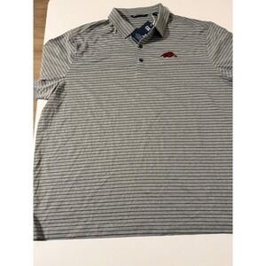 Cutter & Buck Mens Arkansas Razorbacks Striped Polo Shirt Grey XXL NWT